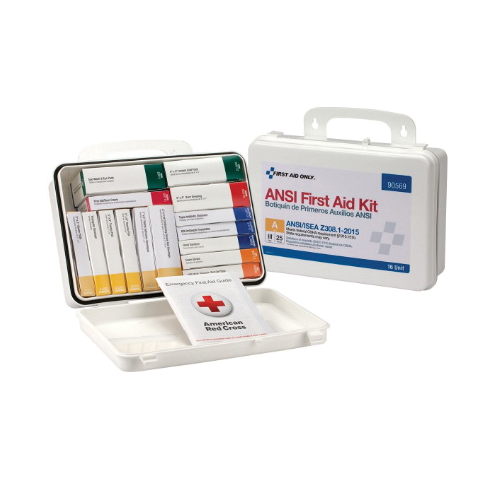 First Aid Only® 90569 Portable Weatherproof First Aid Kit, Wall Mount, 82 Components, Plastic Case, 7 in H x 3 in W