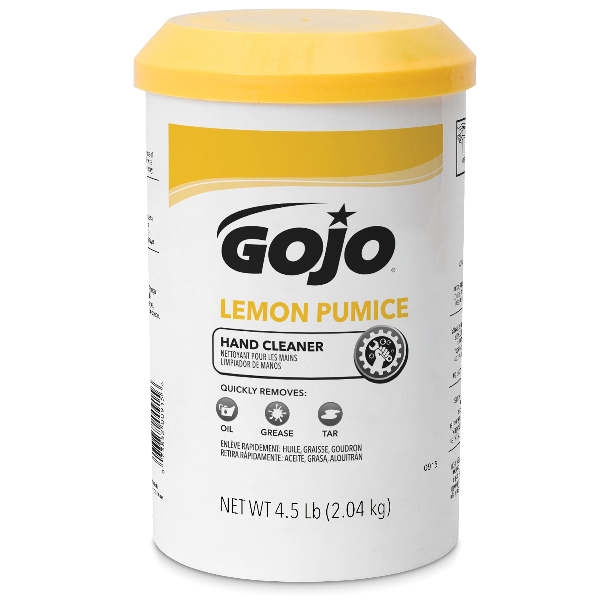 GOJO® 0915-06 Pumice Hand Cleaner, 4.5 lb Nominal, Plastic Cartridge Package, Liquid Form, Fresh Lemon Odor/Scent, Green/Opaque
