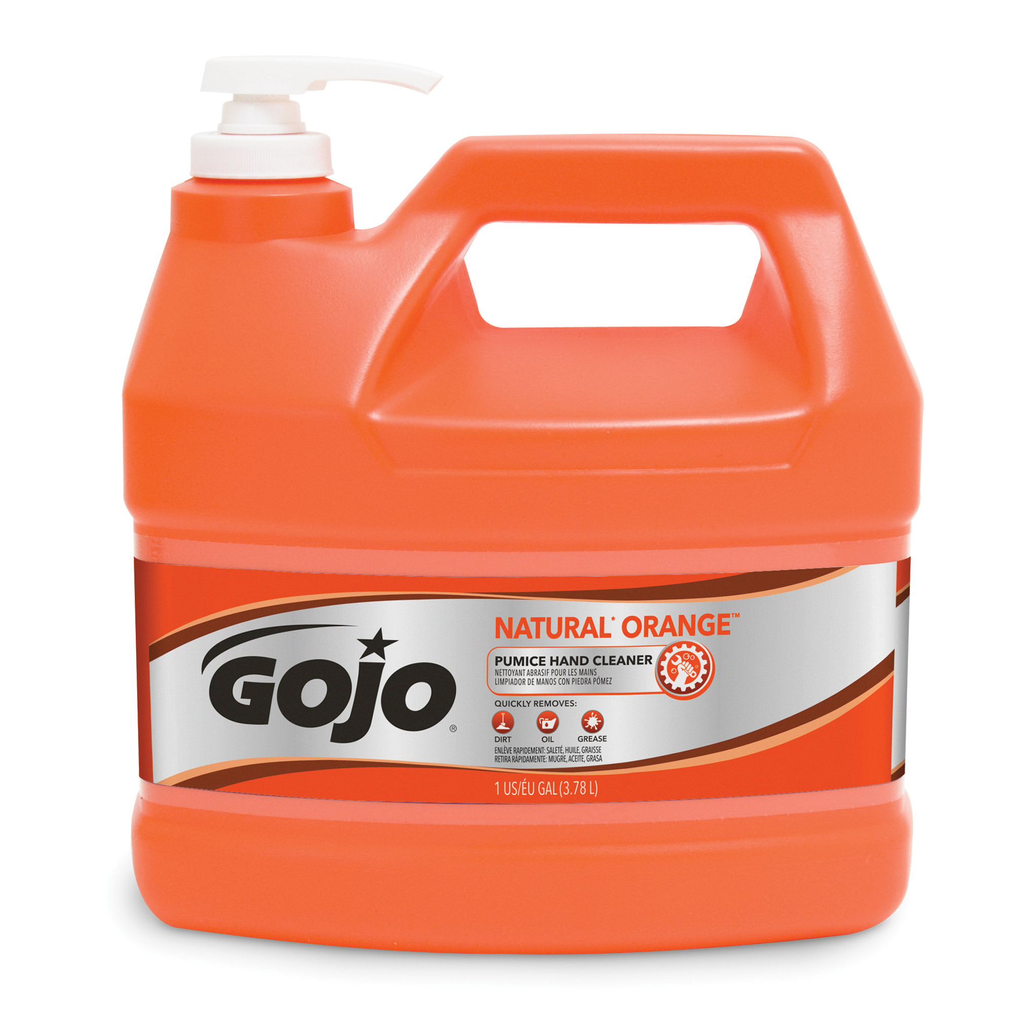 GOJO® 0955-02 NATURAL ORANGE™ Pumice Hand Cleaner, 1 gal Nominal, Pump Bottle Package, Liquid Form, Citrus Odor/Scent, White, Case of 2