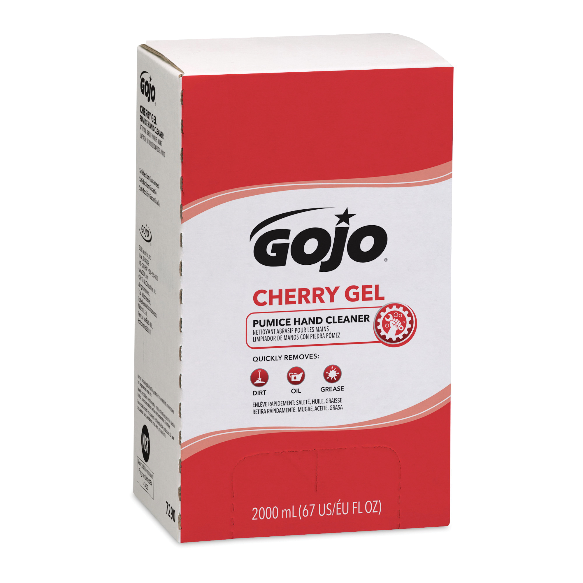 GOJO® 7290-04 PRO™ TDX™ Heavy Duty Pumice Hand Cleaner, 2000 mL Nominal, Bag-in-Box Package, Gel Form, Cherry Odor/Scent, Red/Translucent