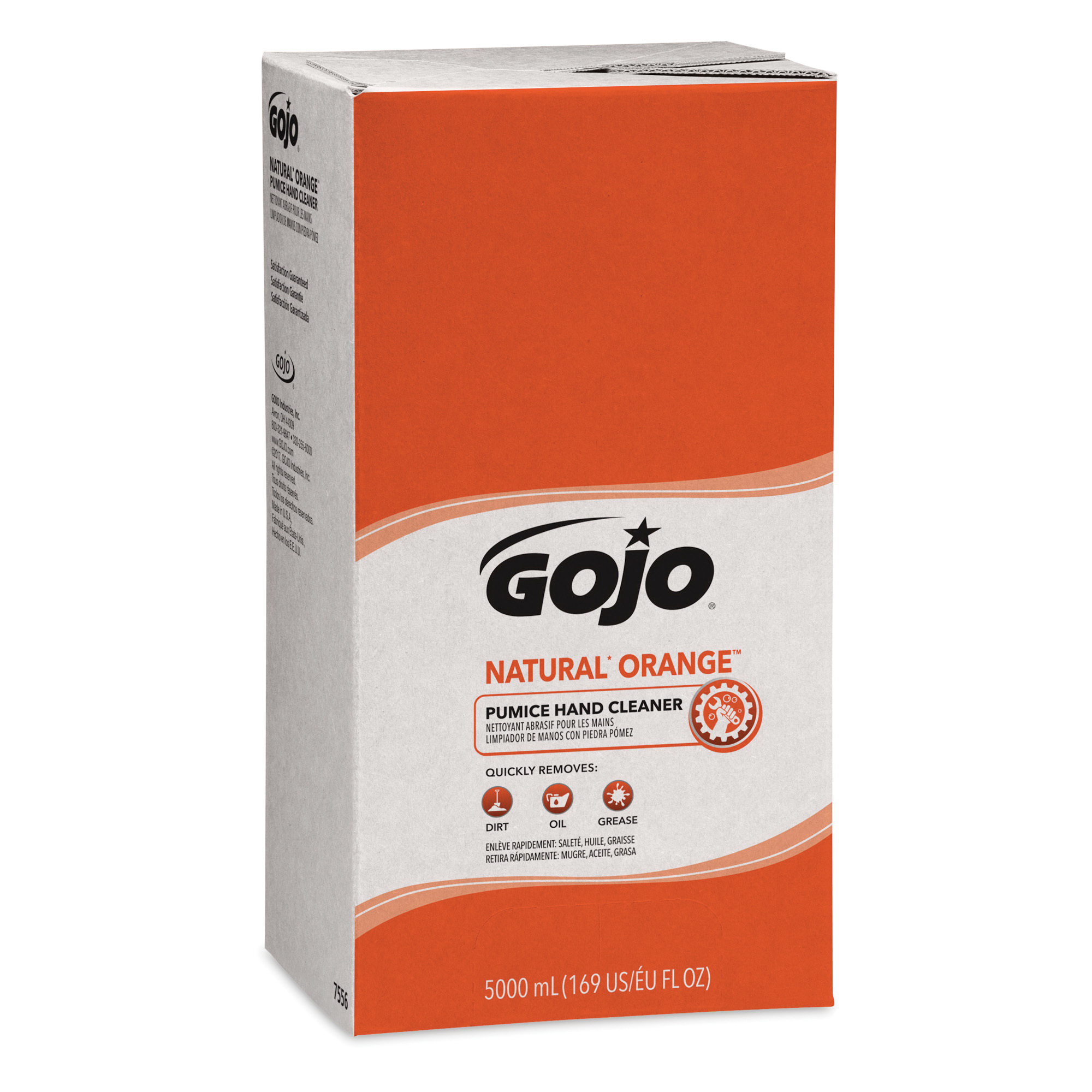 GOJO® 7556-02 NATURAL ORANGE™ PRO™ TDX™ Pumice Hand Cleaner, 5000 mL Nominal, Dispenser Refill Package, Lotion Form, Orange Citrus Odor/Scent