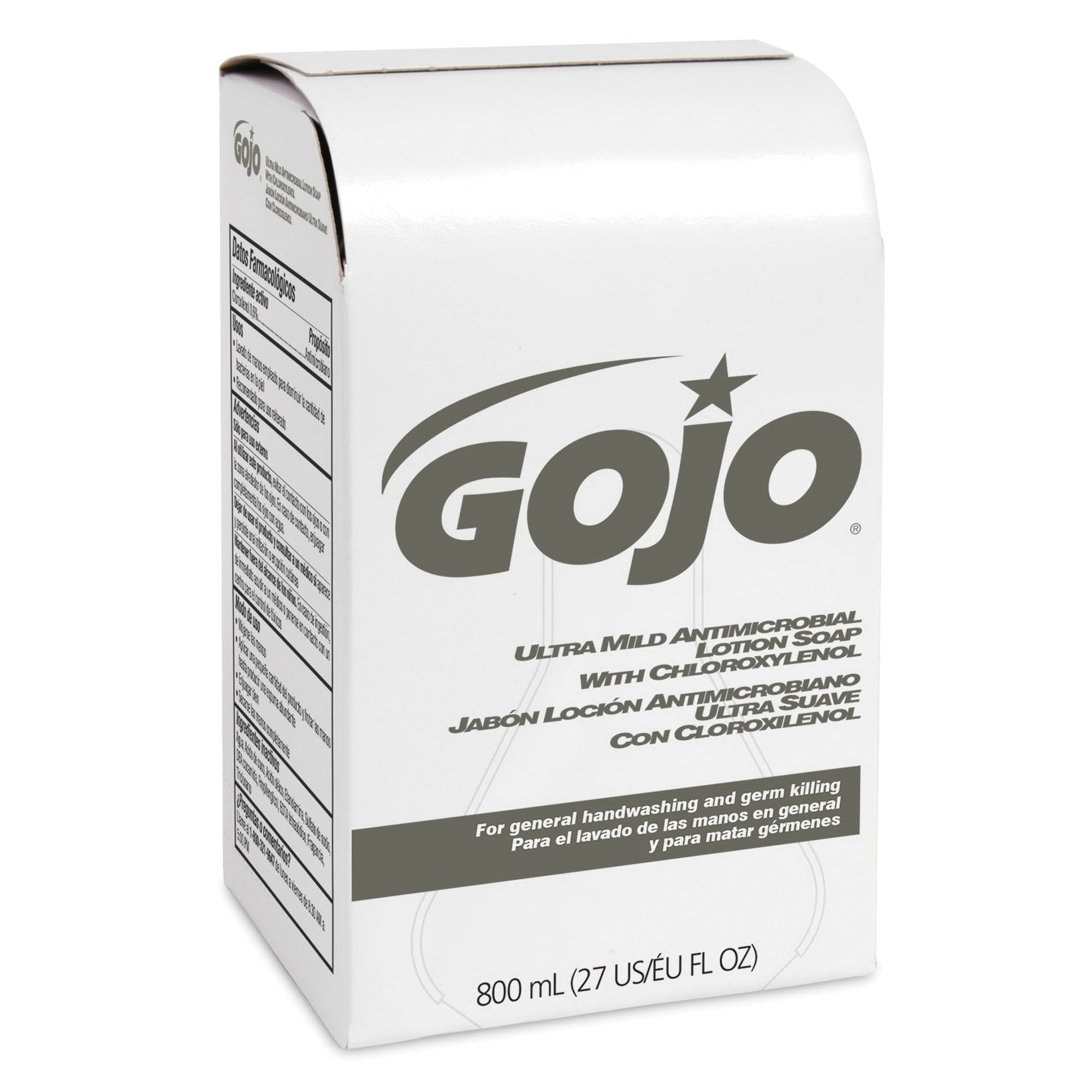 GOJO® 9212-12 Ultra Mild Antimicrobial Lotion Soap, 800 mL Nominal, Dispenser Refill Package, Liquid Form, Floral Odor/Scent, Amber