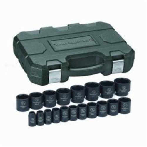 GearWrench® GET IT DONE™ 84932N Impact Socket Set, ASME B107.2, Imperial, 6 Points, 1/2 in Drive, 19 Pieces, Included Socket Size: 3/8 to 1-1/2 in, Blow Mold Case Container