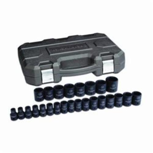 GEARWRENCH® 84933N Impact Socket Set, ASME B107.33M, 6 Points, 1/2 in Drive, 25 Pieces, Included Socket Size: 8 to 36 mm, Blow Mold Case Container
