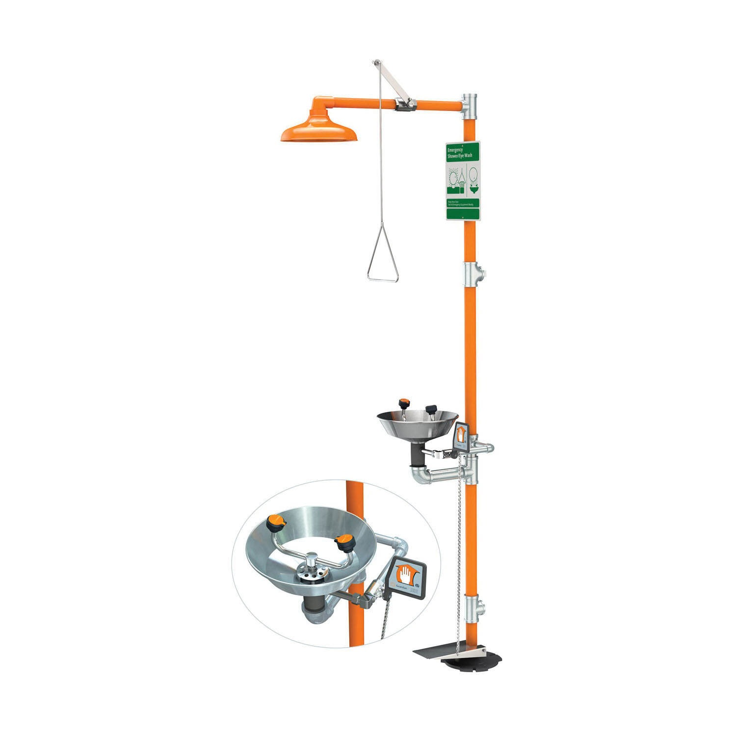 Guardian G1902HFC Combination Eyewash and Shower Safety Unit, Stainless