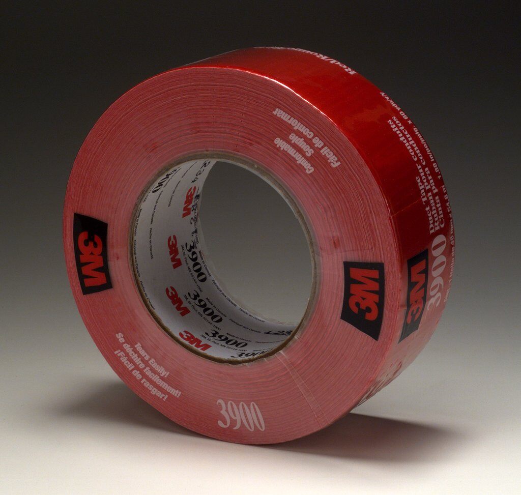 3M™ 3900-Red Multi-Purpose Duct Tape, 54.8 m L x 48 mm W, 7.6 mil THK, Rubber Adhesive, Polyethylene Over Cloth Scrim Backing, Red