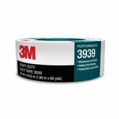 3M™ 3939-48mmx55m Heavy Duty Duct Tape, 54.8 m L x 48 mm W, 8.6 mil THK, Rubber Adhesive, Polyethylene Over Cloth Scrim Backing, Silver