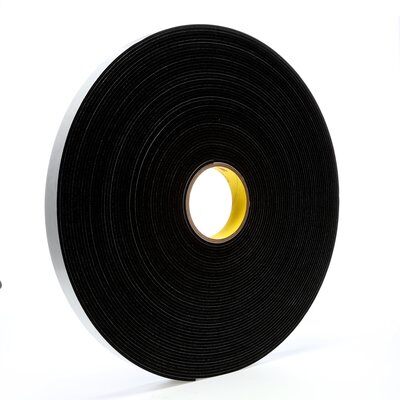 3M™ 4508 Single Coated Foam Tape, 36 yd L x 1 in W, 125 mil THK, Acrylic Adhesive, Vinyl Foam Backing, Black