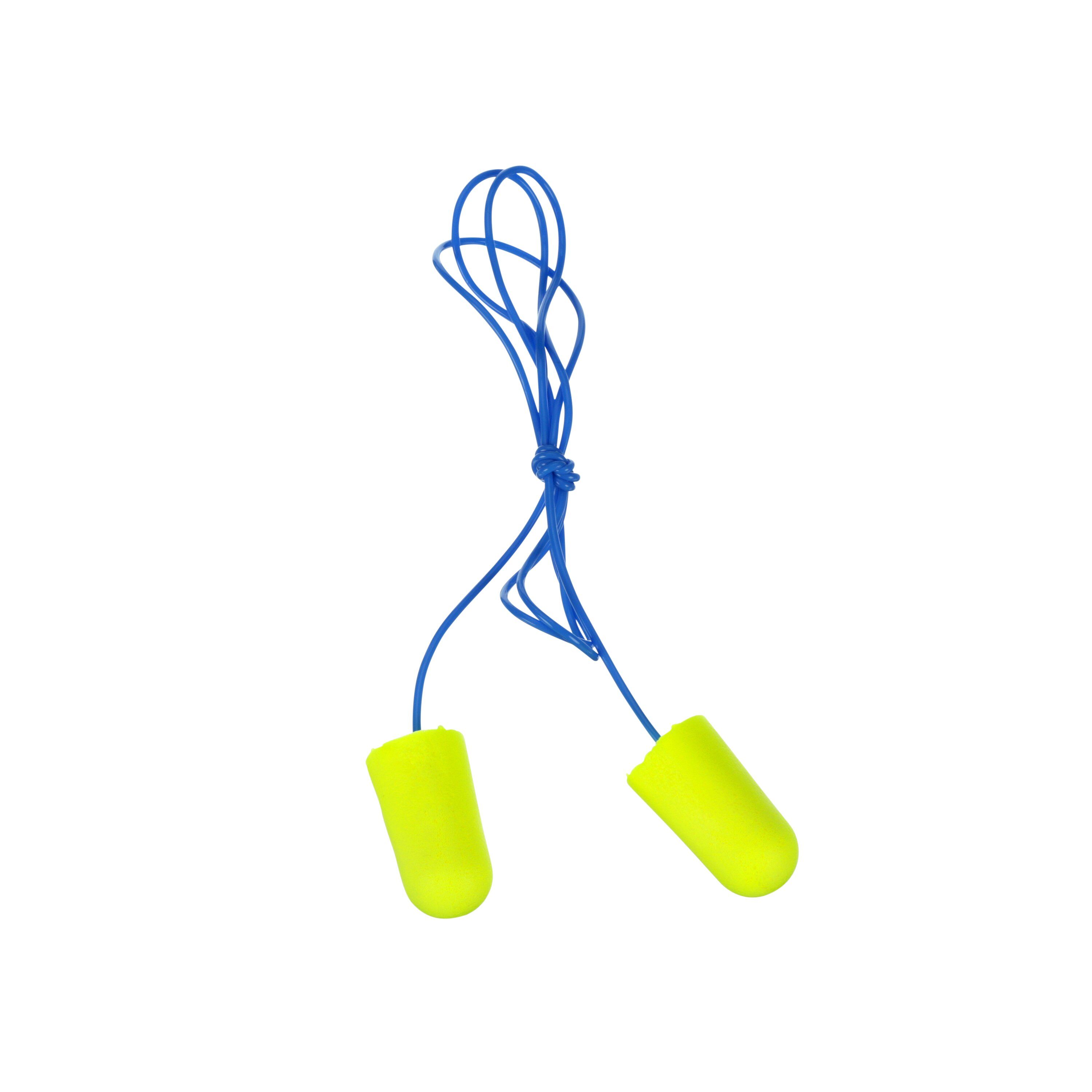 E-A-Rsoft™ 311-1251 Neons™ Earplugs, 33 dB Noise Reduction, Tapered Shape, CSA Class AL, Disposable, Corded Design