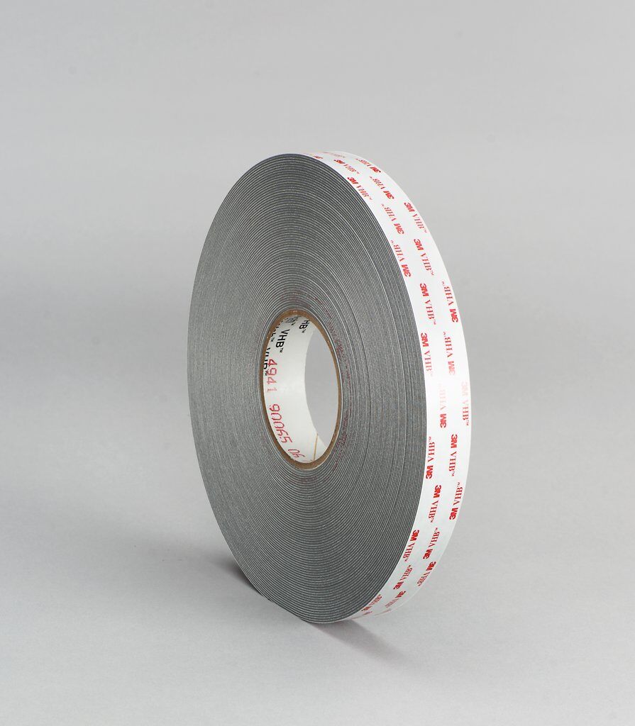 3M™ VHB™ 4941-1"x36yd-DkGray Pressure Sensitive Double Sided Bonding Tape, 36 yd L x 1 in W, 0.045 in THK, Multi-Purpose Acrylic Adhesive, Acrylic Foam Backing, Gray