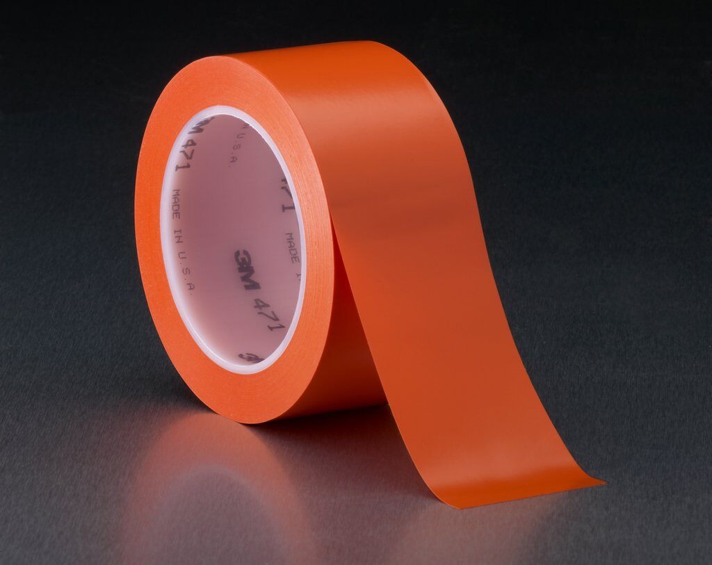 3M™ 471-Orange-2"x36yd-Bulk High Performance Vinyl Tape, 36 yd L x 2 in W, 5.2 mil THK, Rubber Adhesive, Vinyl Backing, Orange