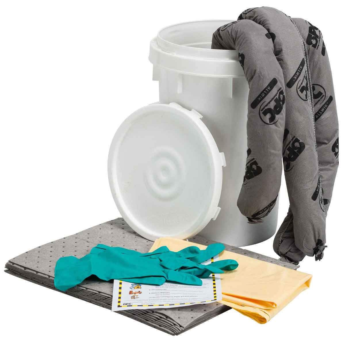 SPC® AllWik® SKA-BKT Portable Spill Kit, 6.5 gal Bucket, Fluids Absorbed: Universal