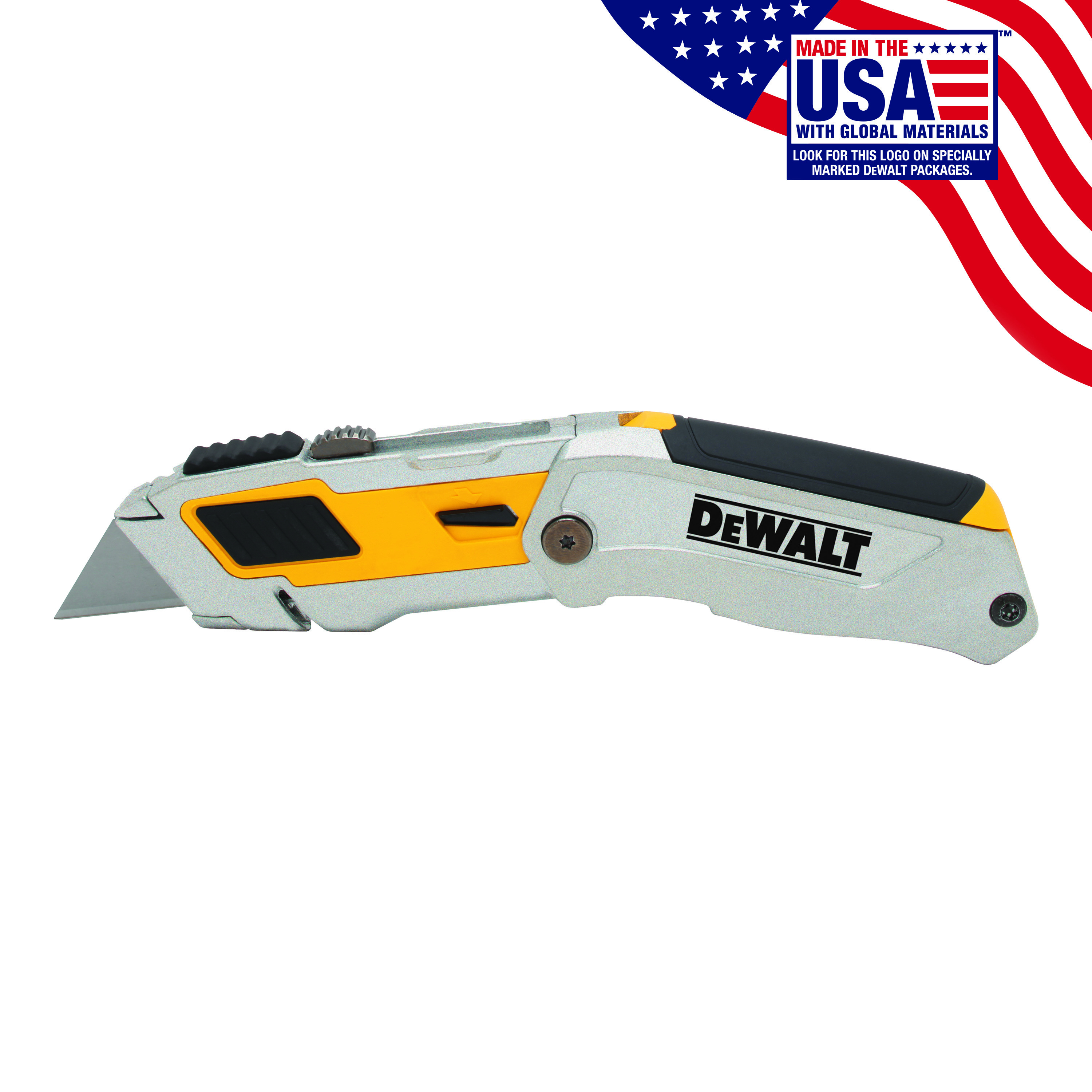 DeWALT® DWHT10296 Premium Utility Knife, Folding Retractable Blade, Carbon Steel Blade