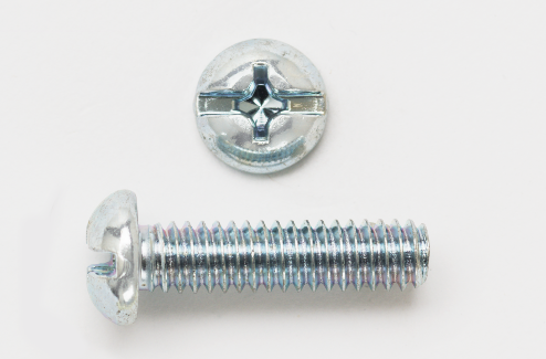 Peco 14X112RHCMSZJ Machine Screw, 1/4-20, 1-1/2 in OAL, Steel, Round Head, Zinc Plated, Phillips®/Slotted Drive
