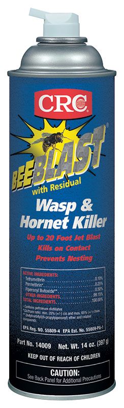 CRC® Bee Blast® 14009 Fast Acting Wasp/Hornet Killer, 20 oz Aerosol Can, Liquid Form, Clear, Petroleum Odor/Scent