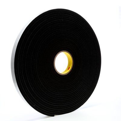 3M™ 4504-1"x18yd Single Coated Foam Tape, 18 yd L x 1 in W, 250 mil THK, Acrylic Adhesive, Vinyl Foam Backing, Black