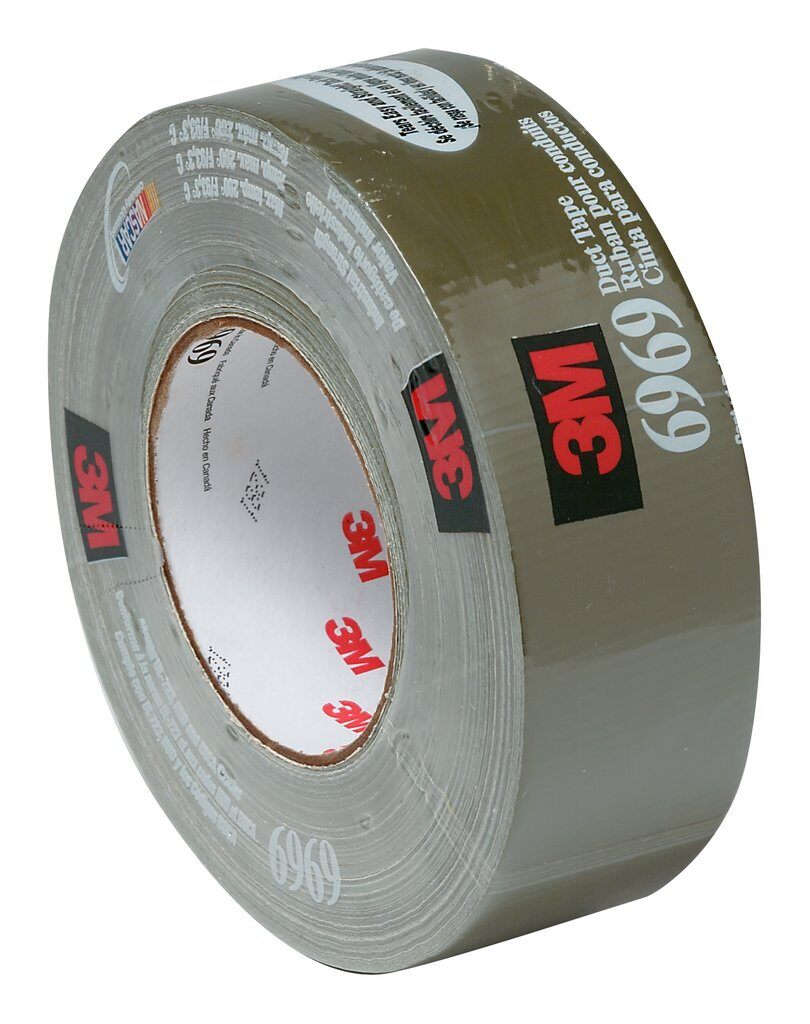 3M™ 6969 Extra Heavy Duty Duct Tape, 54.8 m L x 48 mm W, 10.7 mil THK, Rubber Adhesive, Polyethylene Film Over Cloth Scrim Backing, Black