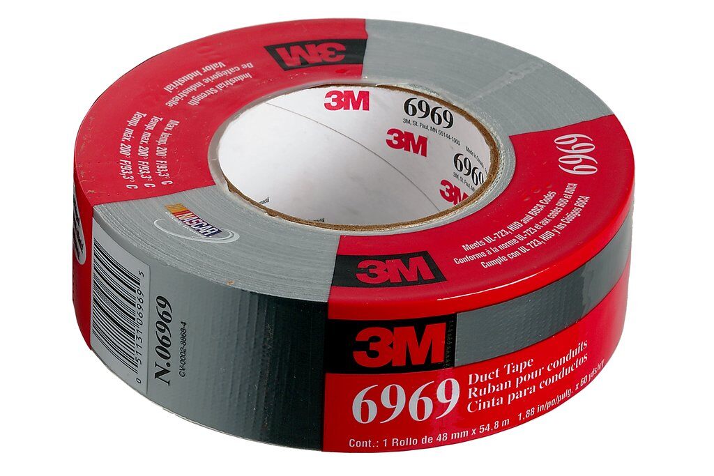3M™ 6969-2x60 Heavy Duty Duct Tape, 60 yd L x 2 in W, 0.27 mm THK, Rubber Adhesive, Polyethylene Backing, Silver