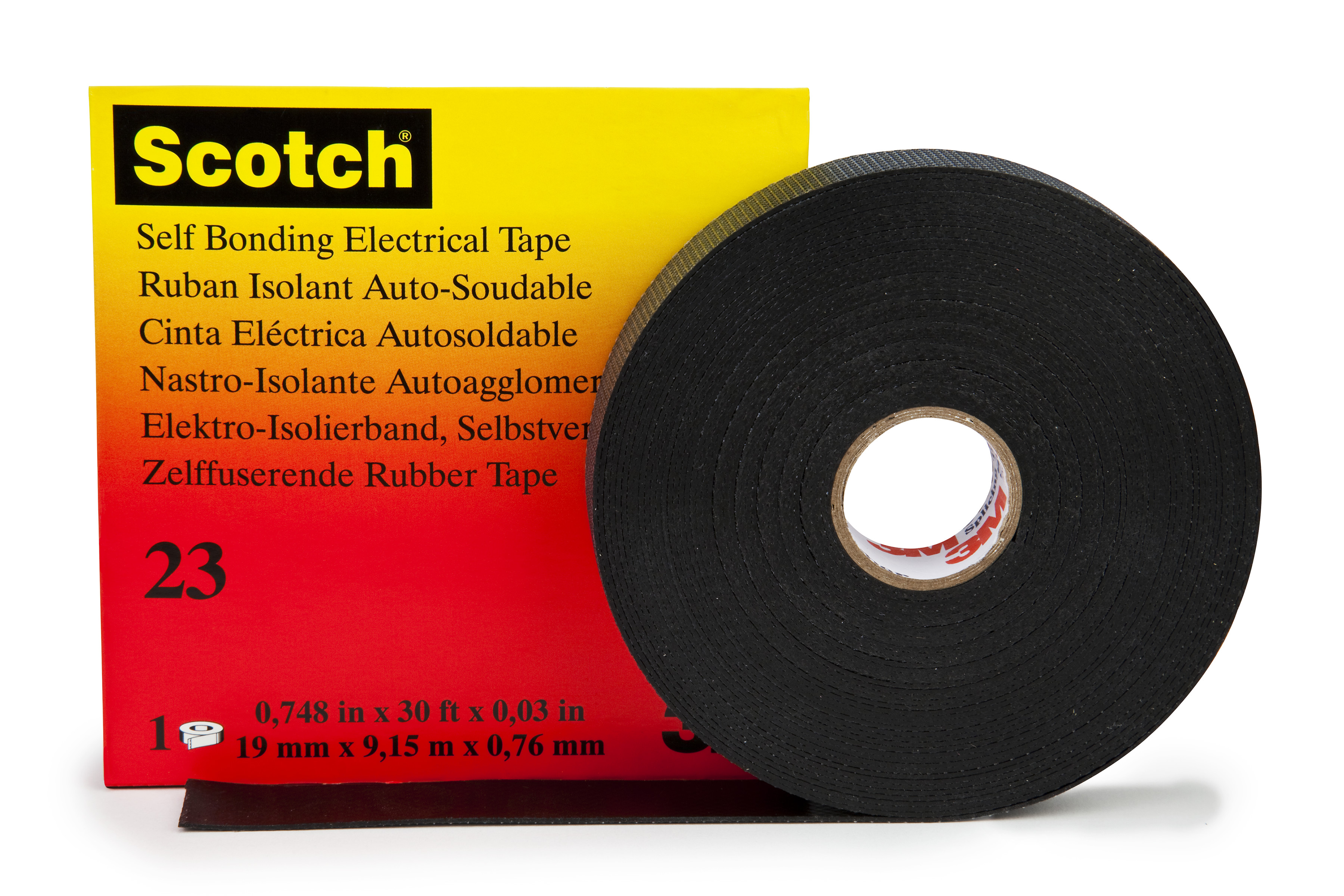 Scotch® 23-1.5X30FT Premium-Grade Splicing Tape, 30 ft L x 1-1/2 in W, 30 mil THK, Rubber, Rubber Adhesive, Rubber Backing, Black