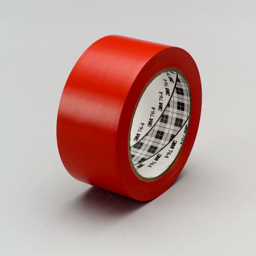 3M™ 764-3"x36yd-Red Economical General Purpose Vinyl Tape, 36 yd L x 3 in W, 5 mil THK, Rubber Adhesive, PVC Backing, Red