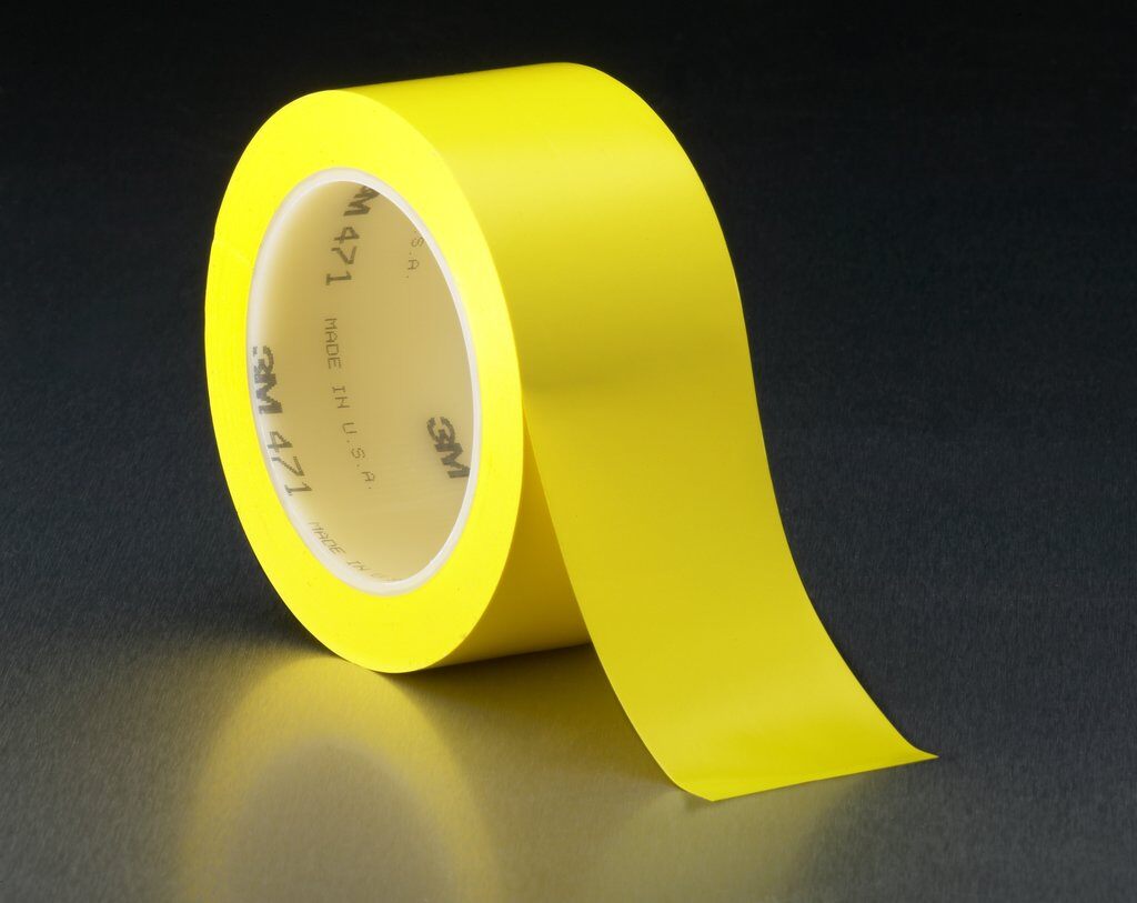 3M™ 471-Yellow-2"x36yd-Bulk High Performance Vinyl Tape, 36 yd L x 2 in W, 5.2 mil THK, Rubber Adhesive, Vinyl Backing, Yellow