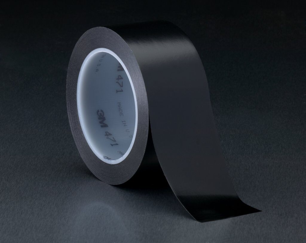 3M™ 471-Black-3/4"x36yd-Bulk High Performance Vinyl Tape, 36 yd L x 3/4 in W, 5.2 mil THK, Rubber Adhesive, Vinyl Backing, Black