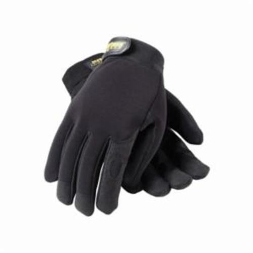 PIP® 120X2805 Professional General Purpose Gloves, Mechanics Work, Amara® Synthetic Palm, Elastane/Polyester, Black, Hook and Loop Cuff, Bright Coating, Resists: Abrasion, Cold, Cut and Heat, Unlined Lining