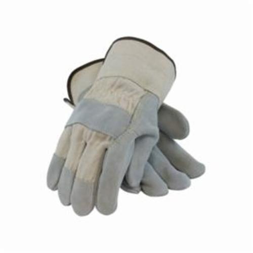 PIP® 80-8800 General Purpose Gloves, Work, Split Cowhide Leather Palm, Cowhide Leather, Gray/White, Rubberized Safety Cuff, Bright Coating, Resists: Abrasion, Cut and Heat, Cotton/Kevlar® Lining, Gunn Cut/Wing Thumb