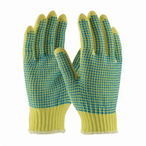 PIP® Kut-Gard® 08-K312 Medium Weight Unisex Cut Resistant Gloves, 2-Sided PVC Dots Coating, Kevlar®, Extended Knit Wrist Cuff, Resists: Abrasion and Cut, ANSI Cut-Resistance Level: A2