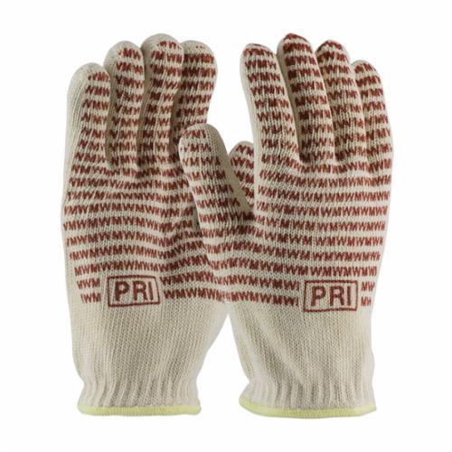 PIP® Kut-Gard® 43-502 Double Layer Hot Mill Gloves, Cotton, Red/White/Yellow, Unlined, Slip-On/Open Cuff, Nitrile Coating, 10 in L