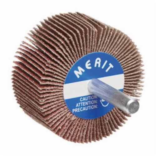 Merit® Grind-O-Flex™ 08834149826 High Performance Mini Quick-Change Super Finish Coated Flap Wheel With 1/4 in Mounted Steel Shank, 2 in Dia Wheel, 1 in W Face, 1/4 in Dia Shank, 80 Grit, Medium Grade, Aluminum Oxide Abrasive
