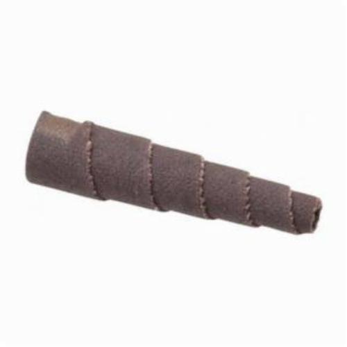 Merit® 08834181709 Full Tapered Coated Spiral Roll, 3/8 in Dia x 1-1/2 in OAL, 1/8 in Pilot Hole, 180 Grit, Aluminum Oxide Abrasive