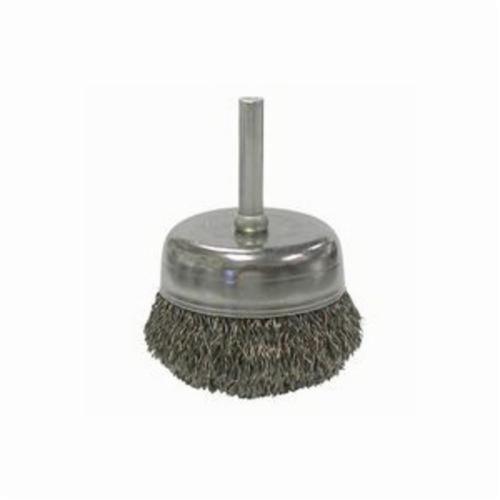 Weiler® 14306 Stem Mounted Utility Cup Brush, 2 in Dia Brush, 0.0118 in Dia Filament/Wire, Crimped, Steel Fill