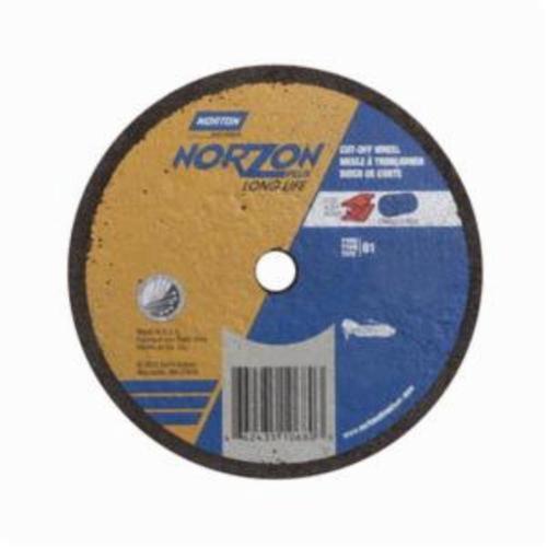 Norton®NorZon® Plus® 66243510680 5SGZ Long Life Small Diameter Cut-Off Wheel, 4 in Dia x 1/8 in THK, 3/8 in Center Hole, 36 Grit, Ceramic/Zirconia Alumina Abrasive