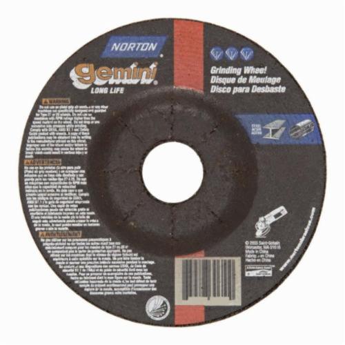 Norton® Gemini® 66252833965 Depressed Center Wheel, 6 in Dia x 1/8 in THK, 24 Grit, Aluminum Oxide Abrasive