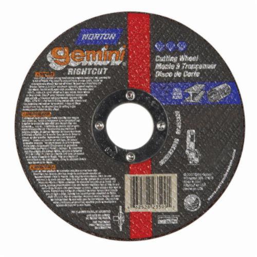 Norton® Gemini® RightCut™ 66252823599 RightCut™ All Purpose Cut-Off Wheel, 4-1/2 in Dia x 3/32 in THK, 7/8 in Center Hole, 46 Grit, Aluminum Oxide Abrasive