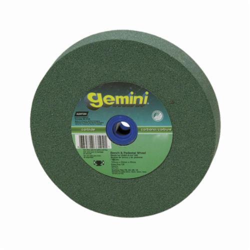 Norton® Gemini® Crystolon® 66252942300 Straight Bench and Pedestal Grinding Wheel, 7 in Dia x 1 in THK, 1 in Center Hole, 60 Grit, Silicon Carbide Abrasive