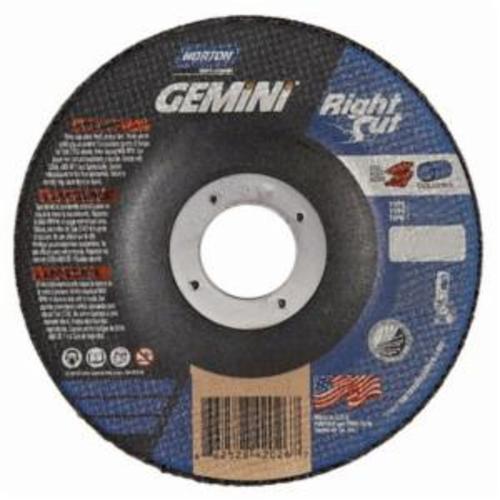 Norton® Gemini® RightCut™ 66252842026 RC45G27 All Purpose Cut-Off Wheel With Quick-Change Hub, 4-1/2 in Dia x 0.045 in THK, 7/8 in Center Hole, 24 Grit, Aluminum Oxide Abrasive