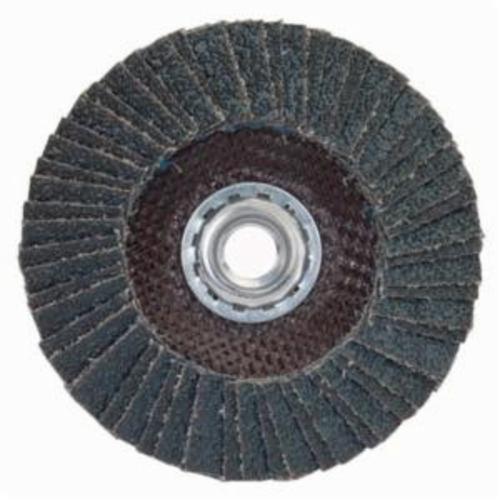 Norton® PowerFlex® 66254472655 R828 Arbor Thread Standard Density Coated Abrasive Flap Disc, 4-1/2 in Dia, P36 Grit, Extra Coarse Grade, Zirconia Alumina Abrasive, Type 27 Flat Disc