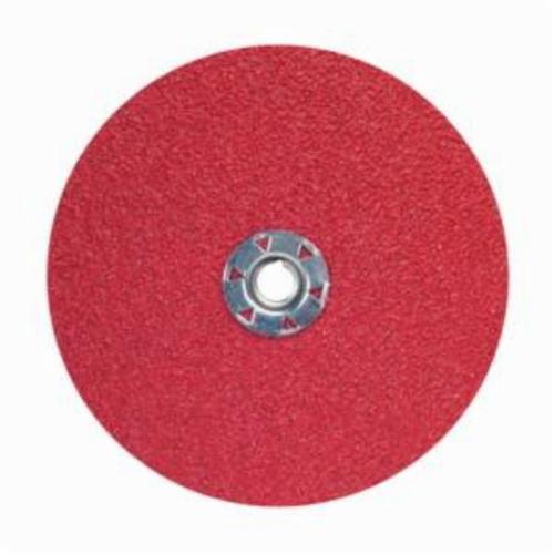 Norton® Red Heat® 77696009760 F981 Close Coated Abrasive Disc, 7 in Dia, 5/8-11 Center Hole, 36 Grit, Extra Coarse Grade, Ceramic Alumina Abrasive, Speed Change Fastener Attachment