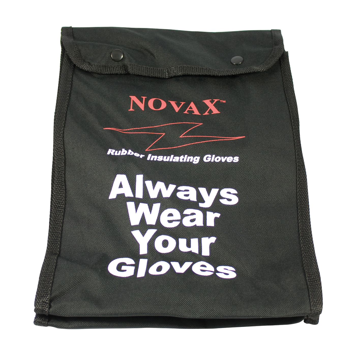 Novax® 148-2136 Protective Bag, Plastic Hook, Snap Closure, For Use With Novax Rubber Insulating Gloves, Nylon, Black with Red/White Lettering