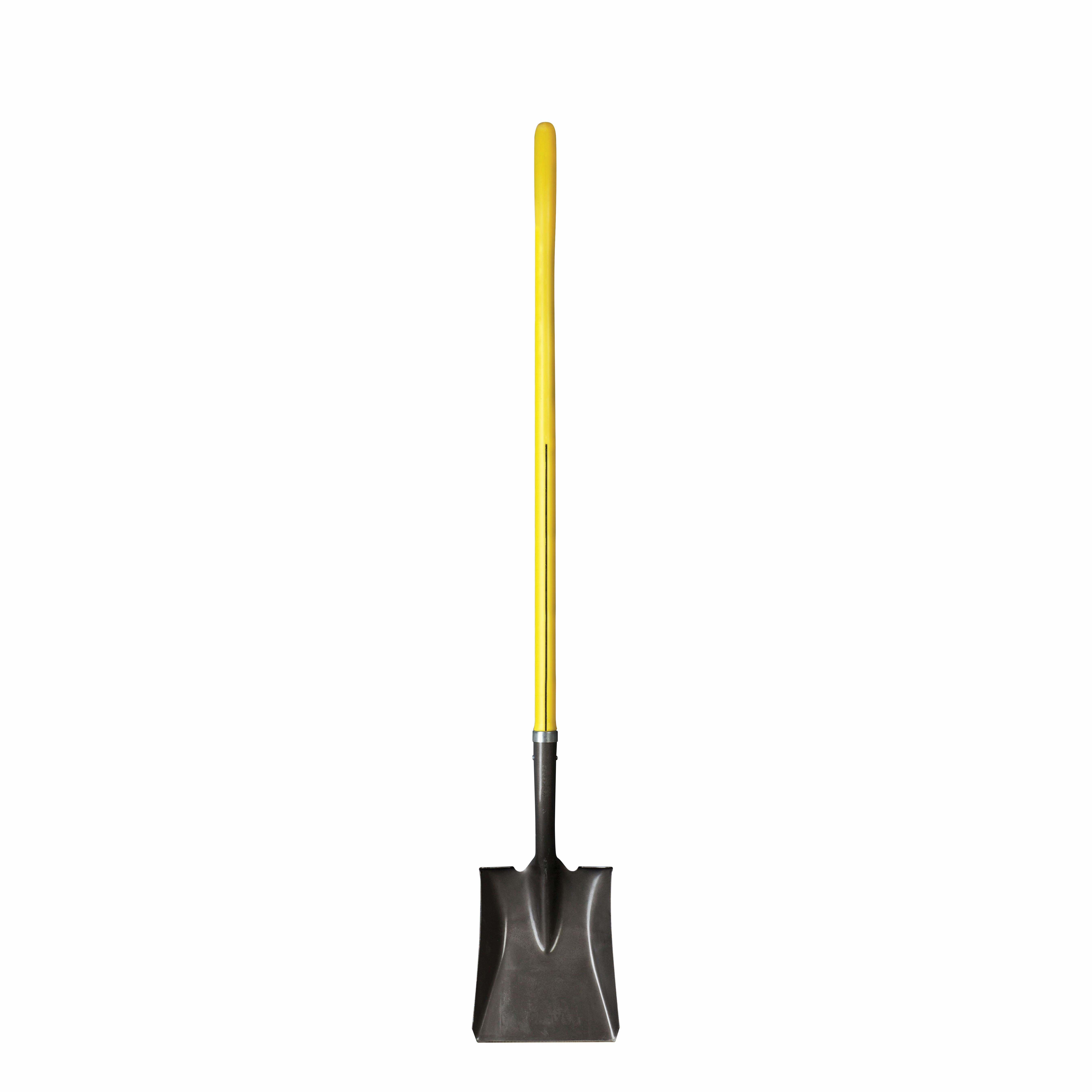 Nupla® Ergo-Power® Nuplaglas® 72075 Shovel, Industrial Grade Steel Blade, 11-1/2 in L x 9-7/8 in W, Square Point Blade Point, 48 in L Handle