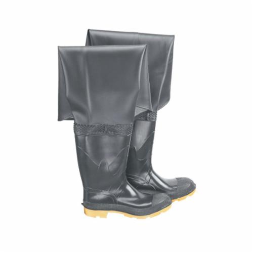 Onguard 86056-12 Storm King Roll Down Superior Hip Waders, Men's, Resists: Oil, Grease, Gasoline, Saltwater and Ozone, Plain Toe, SZ 12, 32 in L Inseam, Black, Cleated Sole, Polyester/PVC Upper, Steel Midsole, Rubber Outsole