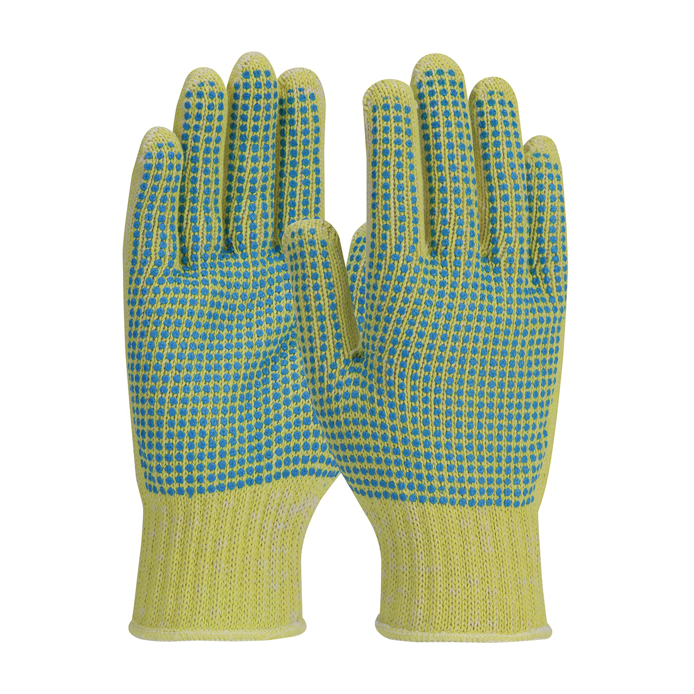 PIP® Kut-Gard® 08-K252 Medium Weight Unisex Cut Resistant Gloves, 2-Sided PVC Dots Coating, Cotton/Kevlar®, Elastic Knit Wrist Cuff, Resists: Abrasion and Cut, ANSI Cut-Resistance Level: A2