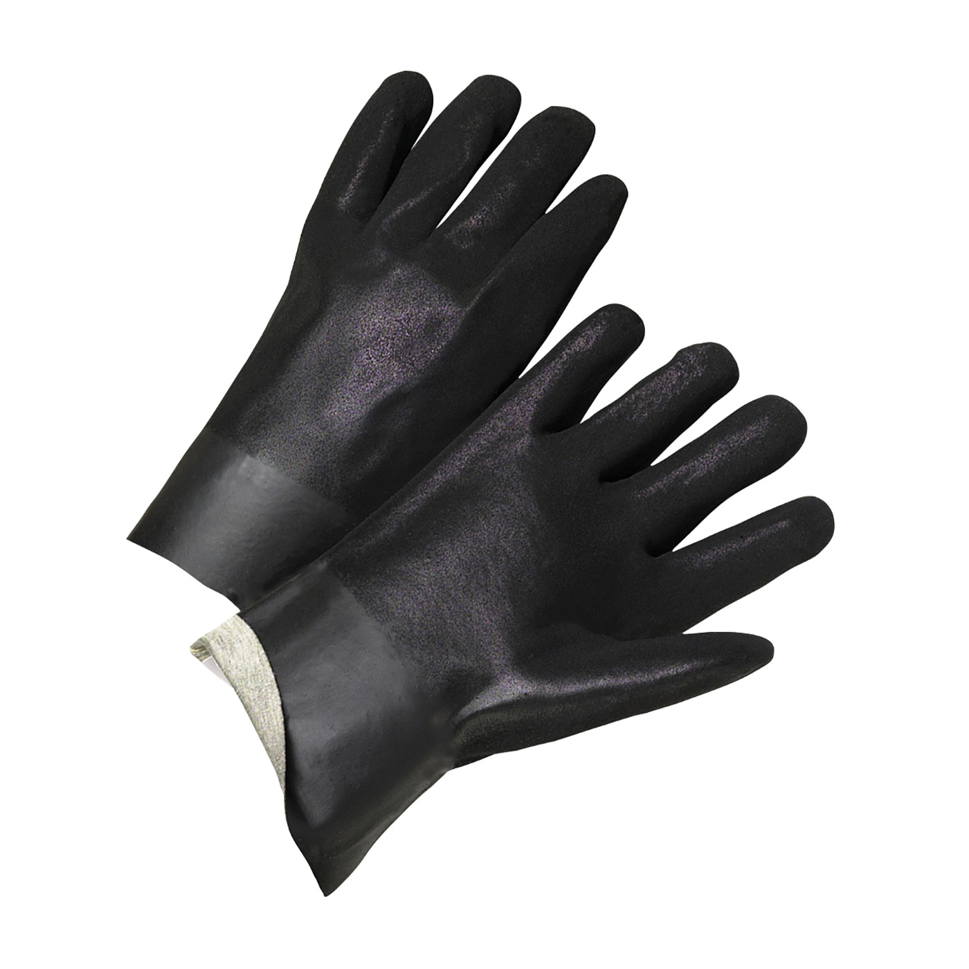 PIP® 1027RF Standard Chemical-Resistant Gloves, L, Pair Hand, Cotton, Black, Cotton Interlock Knit Lining, 12 in L, Resists: Abrasion, Acid, Chemical, Grease, Oil, Water and Solvent, Supported Support, Gauntlet Cuff