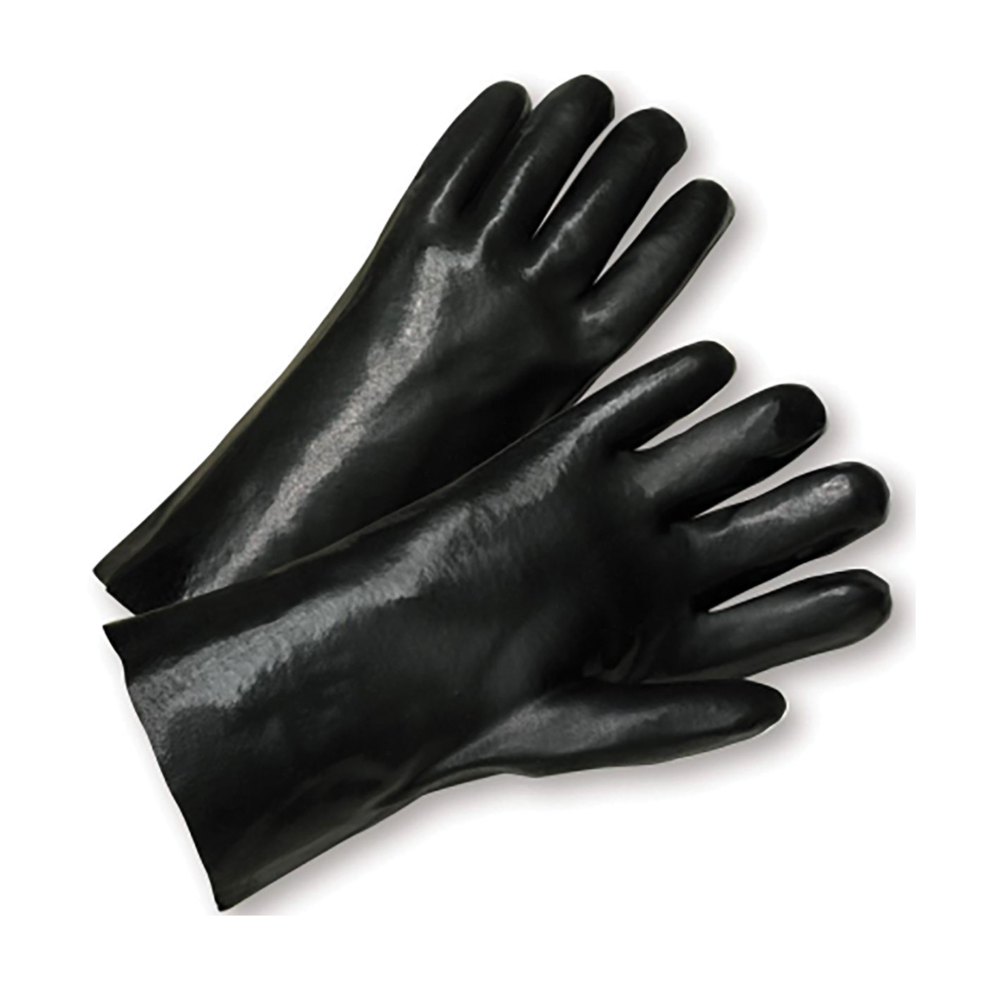 PIP® 1017 Standard Chemical-Resistant Gloves, L, Pair Hand, Black, Cotton Interlock Knit Lining, 10 in L, Resists: Abrasion, Acid, Chemical, Grease, Oil, Water and Solvent, Supported Support, Gauntlet Cuff