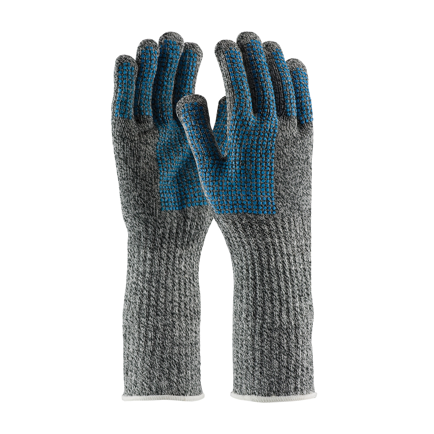PIP® Kut-Gard® 18-SD385L Heavyweight Unisex Cut Resistant Gloves, L, 2-Sided PVC Dots Coating, Dyneema®/Polyester/Steel Slabber, Continuous/Extended Knit Wrist Cuff, Resists: Abrasion, Cut and Fatigue, ANSI Cut-Resistance Level: A6