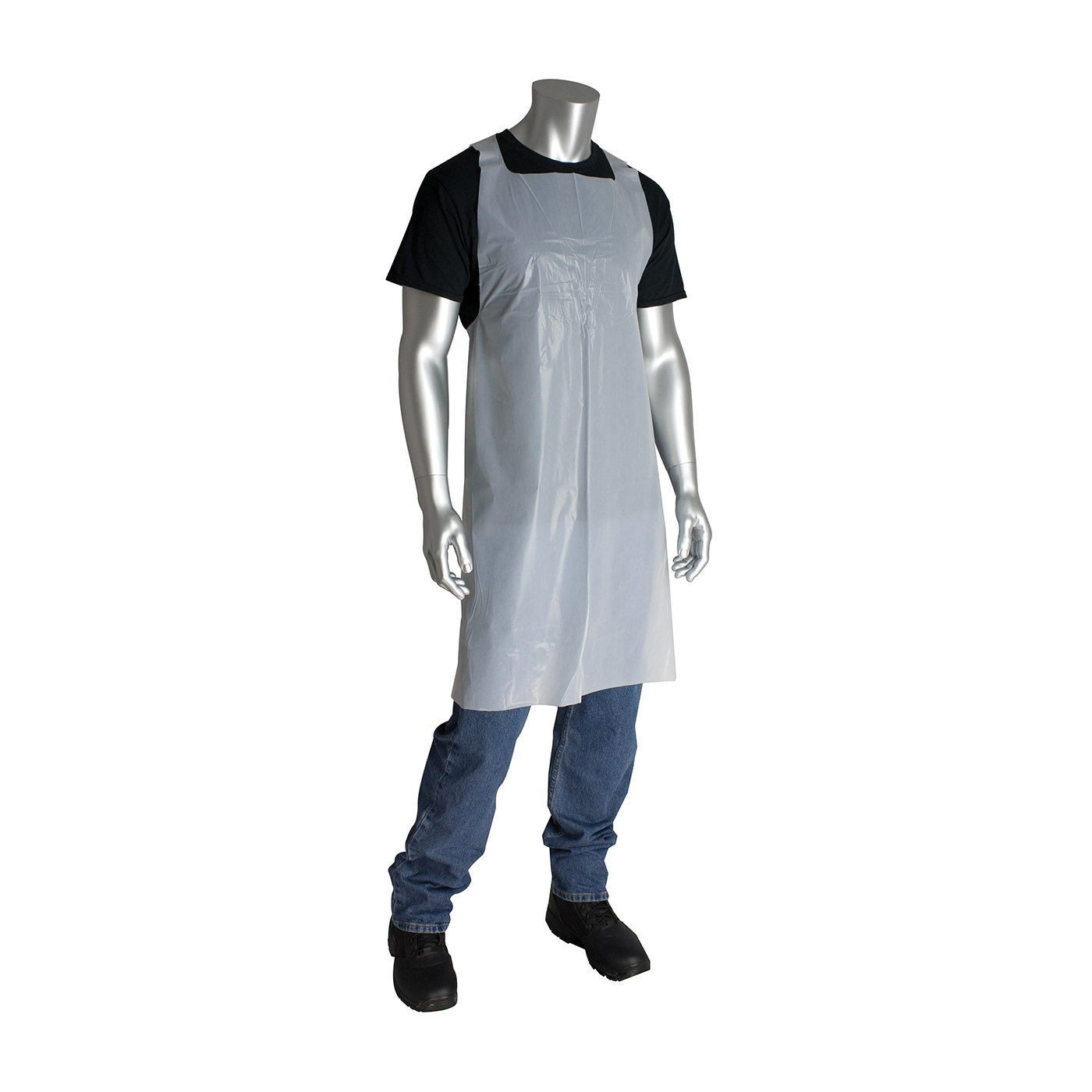 PIP® 200-06002 Single Use Bib Apron, Polyethylene, 46 in L x 28 in W, Resists: Chemical, Fats, Oil and Grease