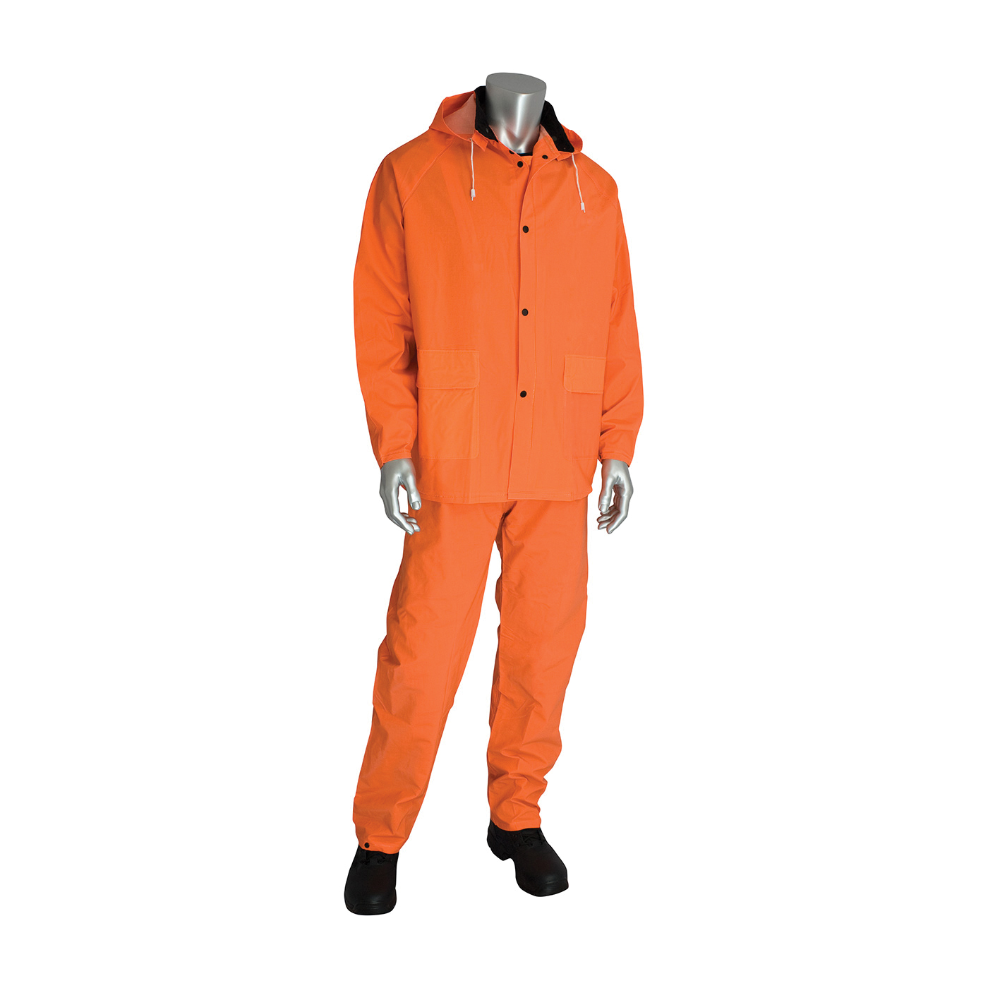 PIP® FALCON™ 201-360 3-Piece Premium Rainsuit, Hi-Viz Orange, Polyester/PVC, Detachable Hood