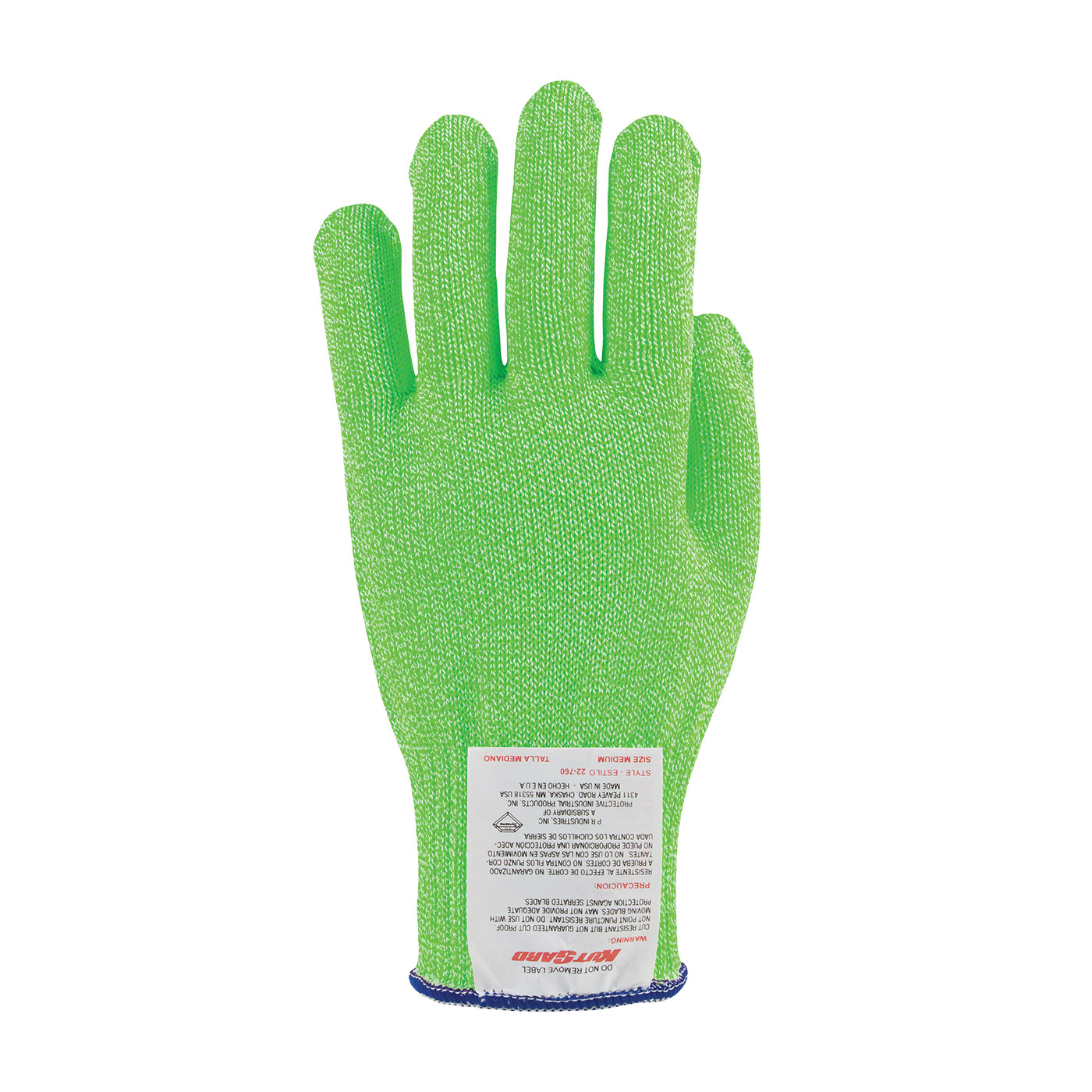 PIP® Kut-Gard® 22-760BG/L Anti-Microbial Medium Weight Unisex Cut Resistant Gloves, L, Uncoated Coating, Dyneema®/Polyester/Silica/Stainless Steel/Synthetic Fiber, Elastic/Knit Wrist Cuff, Resists: Cut, Shrink and Slash, ANSI Cut-Resistance Level: A7
